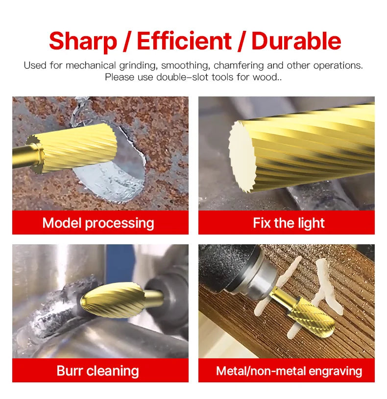 LIDIAO Titanbeschichtung, Rotationsgrate, Rotationsfeile, Sechskantschaft, Schleifwerkzeuge, Gravur, Schleifen, Polieren, Bit für Metall, Holz