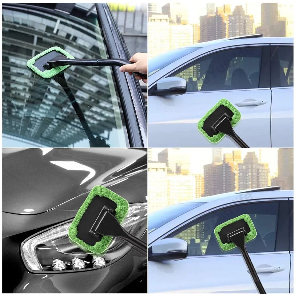 Auto Fenster Reiniger Pinsel Kit Mikrofaser Windschutzscheibe Reinigung Werkzeug Auto Innen Glas Waschen Wischer Langen Griff Wiederverwendbare Tuch Pad