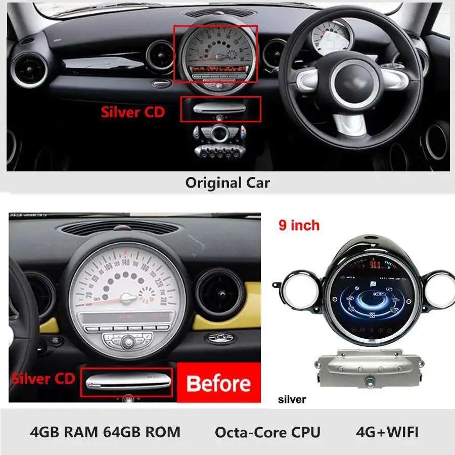 7 "/9" Radio Auto Multimedia-Player Für BMW Countryman Mini R60 2014 Auto Android 13 BMW Mini Cooper GPS Video Recoder Navigation