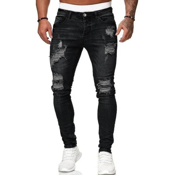 Zerrissene Jeans Männer Stretch Skinny Grey Blue schwarz Hip Hop Jeans hose Streetwear Casual Slim Fit Jeans für Männer Jogging Jeans