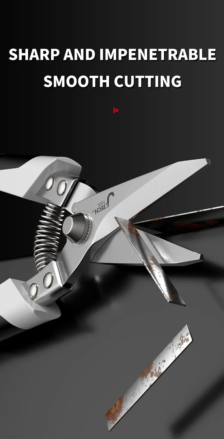 Professionelle Industrieschere: Edelstahlschere, Blechschere zum Schneiden von Blechen und PVC-Rohren