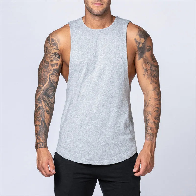 Männer Gym Kleidung Sommer Fitness Baumwolle Tank Top Männer Jogging Bodybuilding Ärmelloses Shirt Atmungsaktive Oansatz Casual Muskel Weste