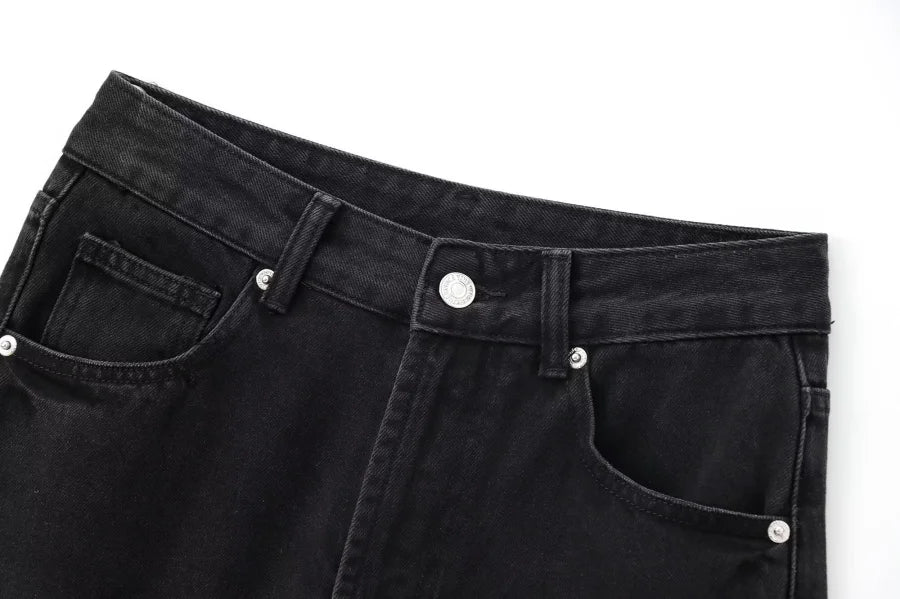 ETJ Damen-Jeans mit weitem Bein und hoher Taille, klassisch, alles mit fünf Taschen, gewaschen, weich, bequem, ultralange Jeans6045022