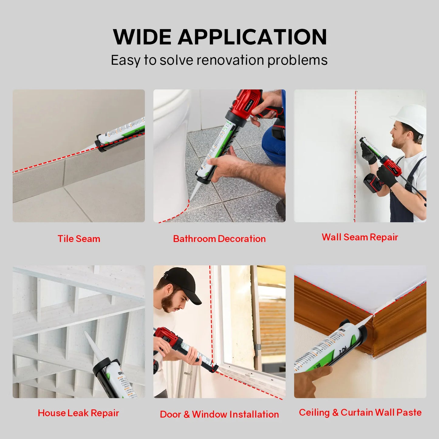 Akku-Kartuschenpistole, 10 Unzen/300 ml, elektrische Silikonpistole, 4 einstellbare Geschwindigkeiten mit LED-Licht für Milwaukee 18 V Akku (keine Batterie)