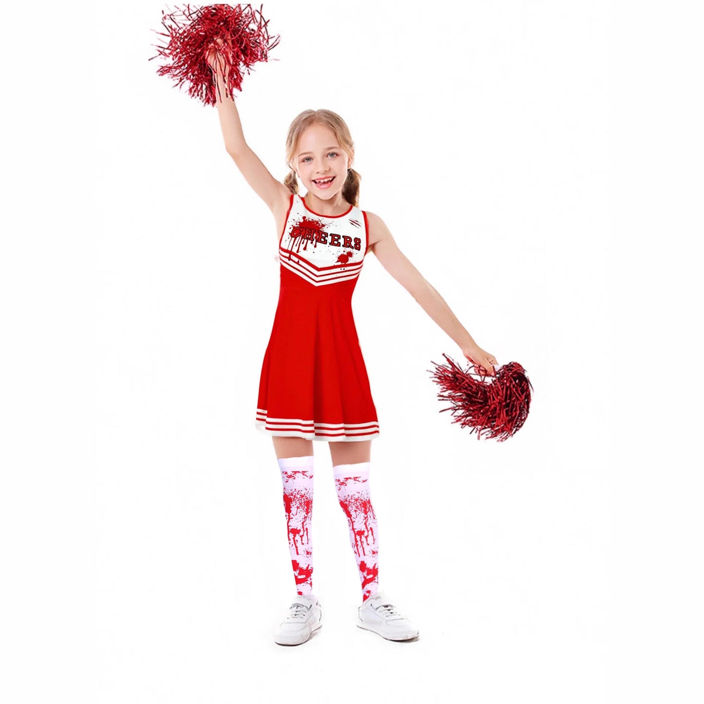 Halloween Party Kostüme Scary Blood Cosplay Kleidung Kinder Mädchen Digitaldruck Cheerleader Childs Kleid Hand Blumen Anzug