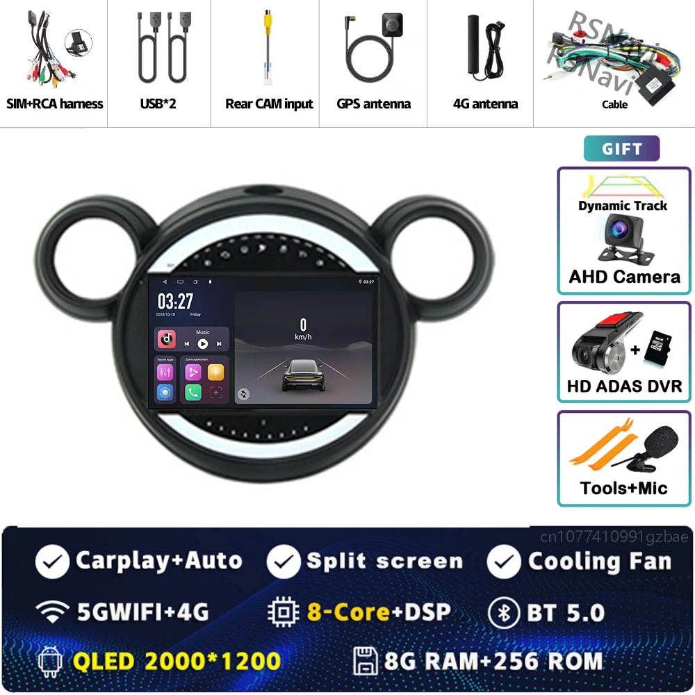 Android 15 Carplay Auto 2K Bildschirm Auto Radio Multimedia Player Für BMW Mini Cooper Countryman R56 R60 2011-2013 stereo Navigation