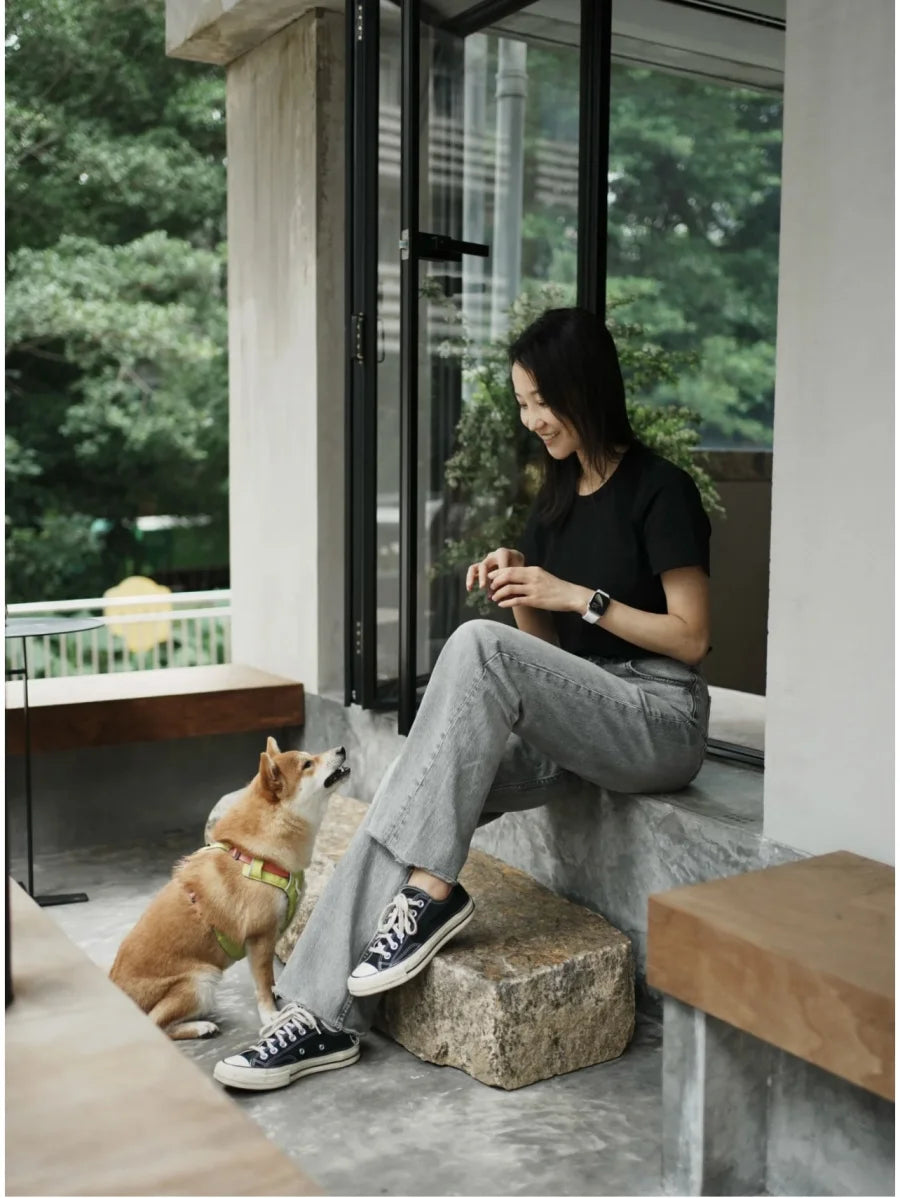 ETJ Damen-Jeans mit weitem Bein und hoher Taille, klassisch, alles mit fünf Taschen, gewaschen, weich, bequem, ultralange Jeans6045022