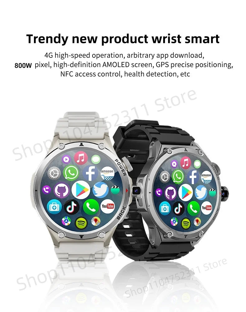 H12 Smartwatch 4G LTE Smartwatch mit WiFi SIM 1,6 Zoll AMOLED-Display Rotierende Kameras Videoanruf GPS Play Store App-Download