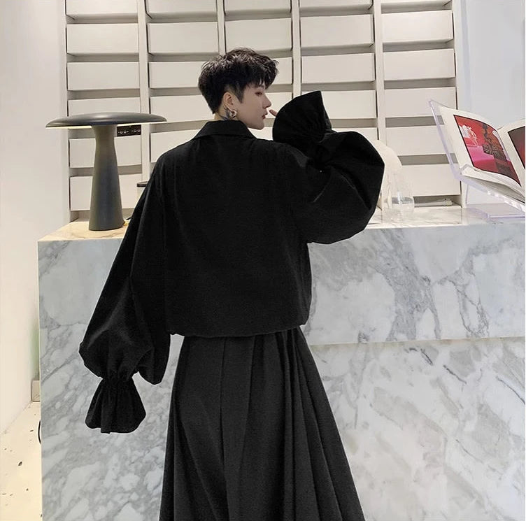 Piratenhemd für Herren, Vintage-Gothic-Renaissance-Stil, Rüschen, Schnürung, mittelalterliches Buccaneer-Blusenoberteil für alle Jahreszeiten