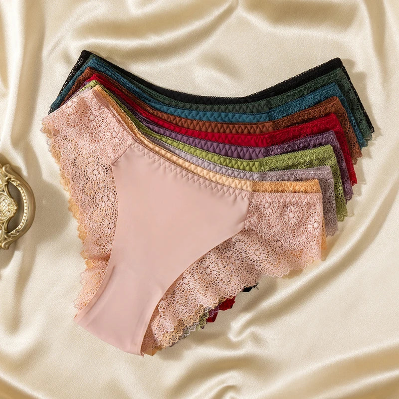 TrowBridge 3 Teile/satz Süße Damen Höschen Seide Satin Unterwäsche Spitze Sexy Dessous Mädchen Atmungsaktive Slips Weiche Bequeme Höschen