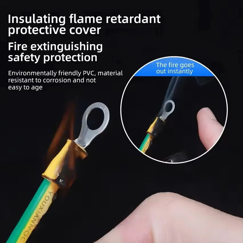 10AWG 12AWG 14AWG Solar-PV-Erdungskabel mit Anschluss 2,5 mm, 4 mm, 6 mm Erdungsdrahtloch, 6 mm gelb-grünes flexibles Kupfer-Erdungskabel