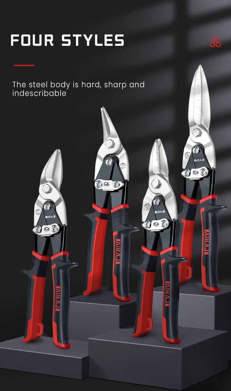 AIRAJ 10/12 Zoll Luftfahrtschere Toughbuilt Metallblechschneiden Multifunktionsschere mit abgestuftem Lineal EDC-Handwerkzeuge