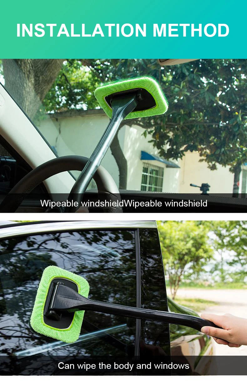 Auto Fenster Reiniger Pinsel Kit Mikrofaser Windschutzscheibe Reinigung Werkzeug Auto Innen Glas Waschen Wischer Langen Griff Wiederverwendbare Tuch Pad