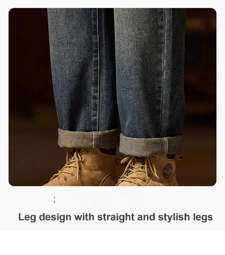 Herren-Jeans mit elastischem Bund, entspannte Passform, blaue Herrenjeans mit elastischem Bund, Reißverschluss und Knopf