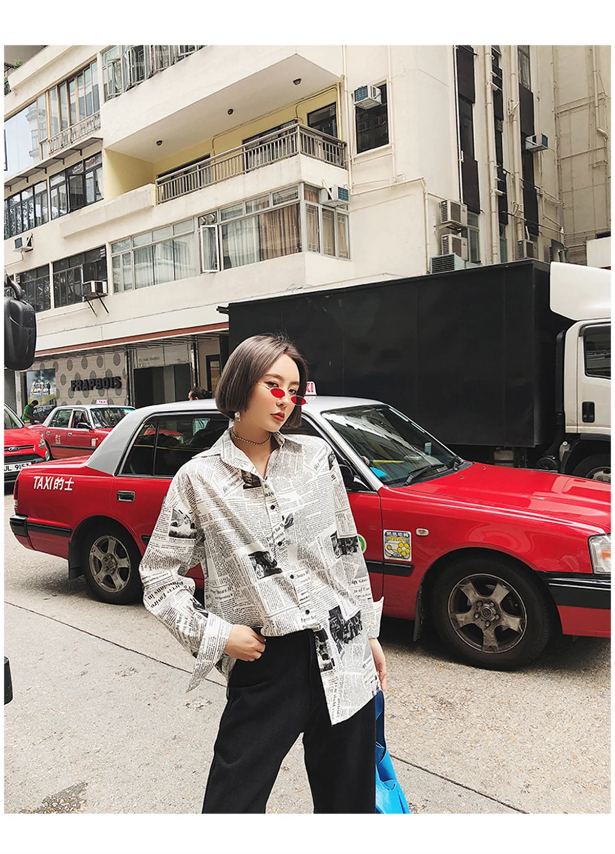 Trend iges Hemd Bluse einfache dünne Zeitung drucken Hemd Sommer lose Hemd Top Frauen einfarbig Sonnenschutz Shirt Streetwear