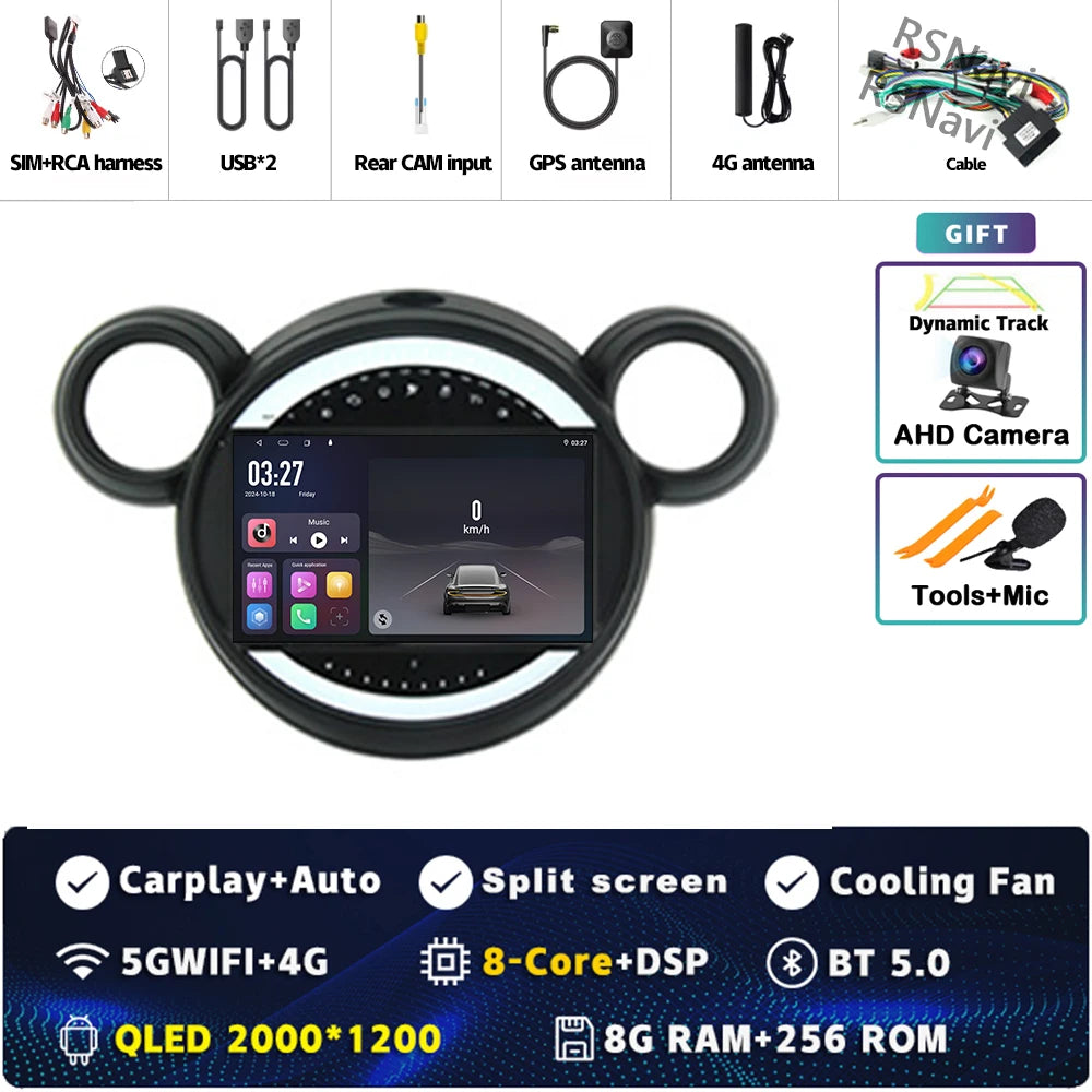 Android 15 Carplay Auto 2K Bildschirm Auto Radio Multimedia Player Für BMW Mini Cooper Countryman R56 R60 2011-2013 stereo Navigation