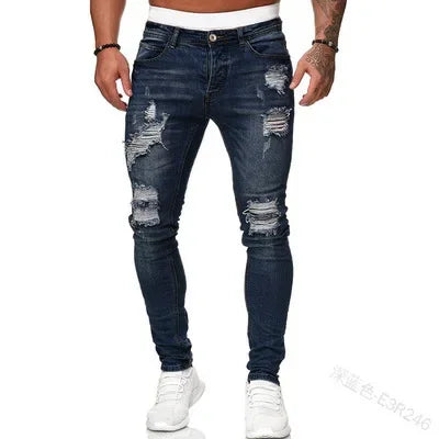 Zerrissene Jeans Männer Stretch Skinny Grey Blue schwarz Hip Hop Jeans hose Streetwear Casual Slim Fit Jeans für Männer Jogging Jeans