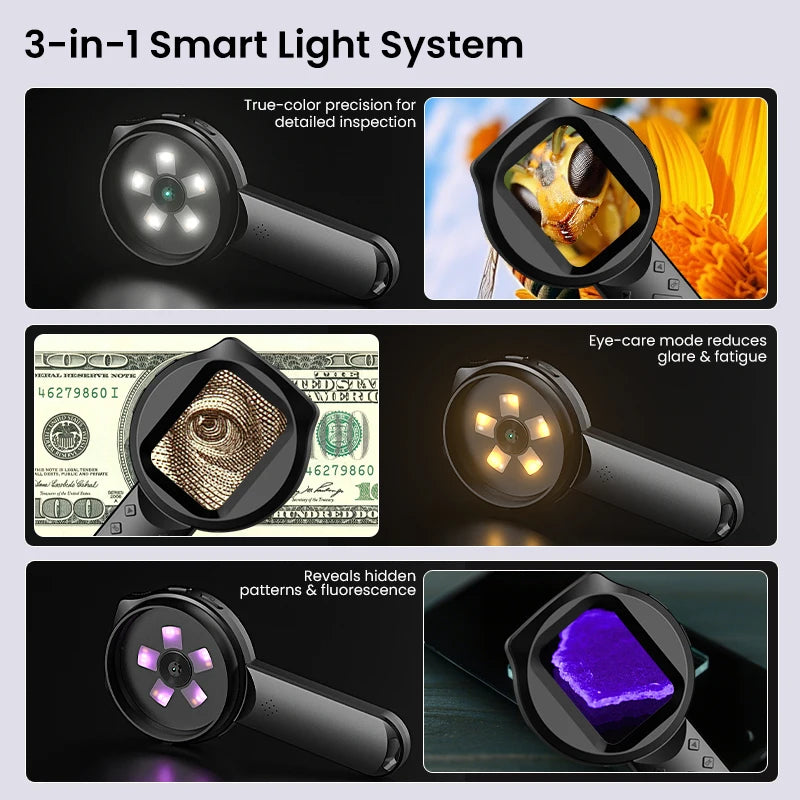 100-fache tragbare digitale Lupe, 1080P HD-Mikroskop, 2,8-Zoll-IPS-Handheld-Mignifying-Glas für Elektronik, Reparatur, Überprüfung von Schmuck