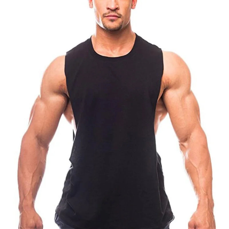 Gym Kleidung Männer Seiten Abgeschnitten T-shirts Dropped Armlöcher Tank Tops Workout Fitness Ärmellose Weste Outdoor Jogging Unterhemd