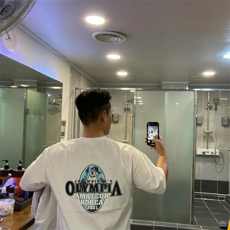 Turnhallen T-shirt männer Mode kurzarm T Männer sommer Lose Fitness T-shirt männer Baumwolle Sport Training tops männer sportswear