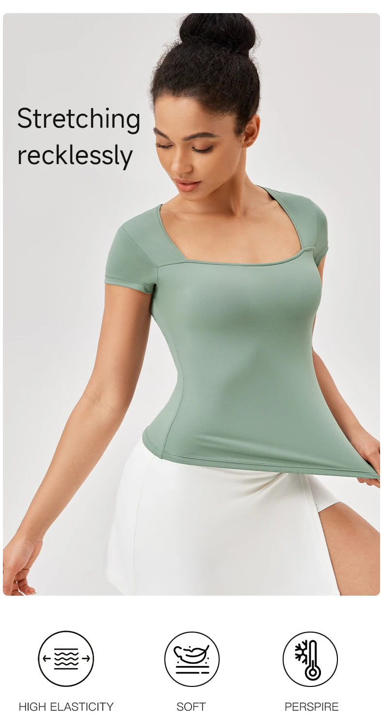 Yoga Tops Frauen Gym Training Sport Tops Quick-Dry Yoga Shirts kurzarm Outdoor Laufen Fitness Casual Sport T-shirt