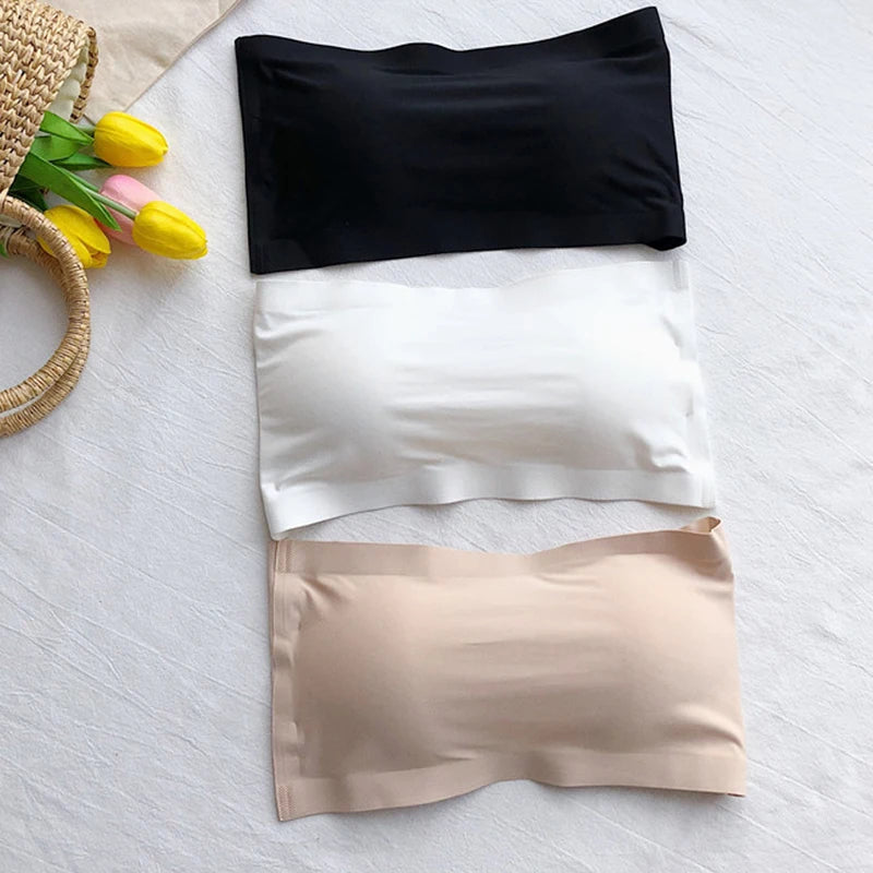 Nahtlose einteilige Röhrenoberteile für Damen, herausnehmbare Polster, Dessous, Basic, Schwarz/Weiß/Haut, trägerloser BH für Damen, Bandeau, sexy Dessous