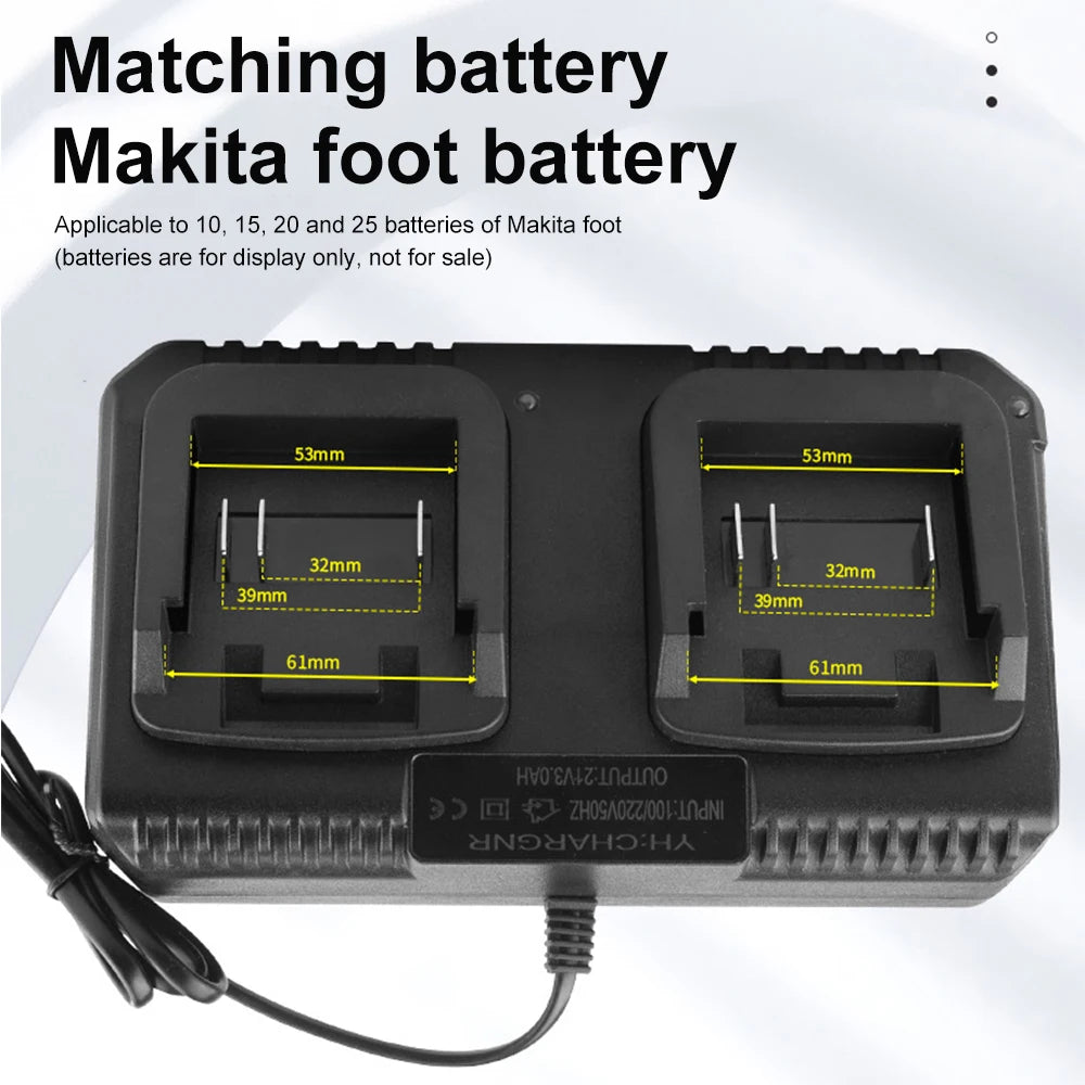 Dual-Ports Li-Ionen-Akku-Ladegerät für Makita 18 V Lithium-Akku BL1830 für Hong Song FoGo Lomvum ZhiPu JiangMi Jinlujiao LMlava