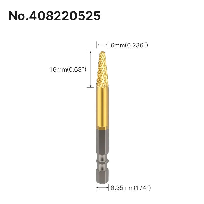 LIDIAO Titanbeschichtung, Rotationsgrate, Rotationsfeile, Sechskantschaft, Schleifwerkzeuge, Gravur, Schleifen, Polieren, Bit für Metall, Holz