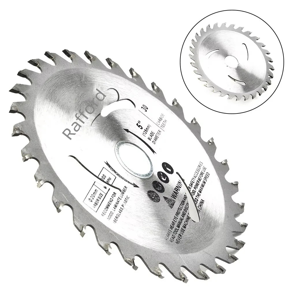 Rafford 5" 125 mm Kreissägeblatt Holztrennscheibe 30 Zähne 20 mm Bohrung Hartmetall-Trennscheibe Holzbearbeitung Sägeblatt Radscheiben