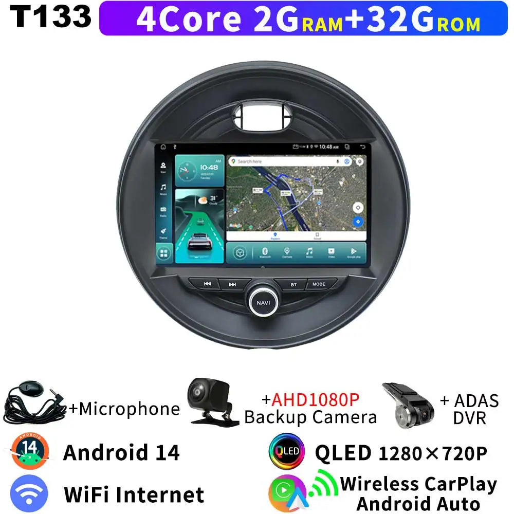 Für Mini Cooper F54 F55 F56 F57 F60 2014-2019 Head Unit Android 14 8Core QLED GPS Navigation CarPlay auto Radio Multimedia Player