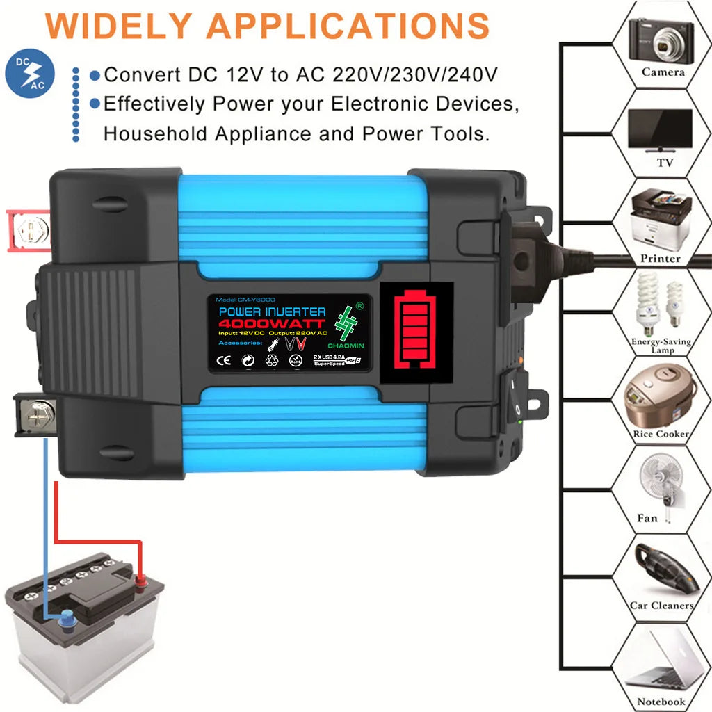 6000W Peak Auto Inverter Konverter LED Spannung Kapazität Display Transformator Konverter 12V220V/110V Dual USB Inverter Auto Geräte