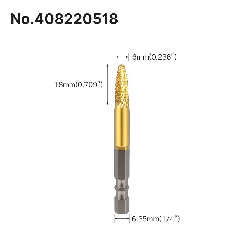 LIDIAO Titanbeschichtung, Rotationsgrate, Rotationsfeile, Sechskantschaft, Schleifwerkzeuge, Gravur, Schleifen, Polieren, Bit für Metall, Holz