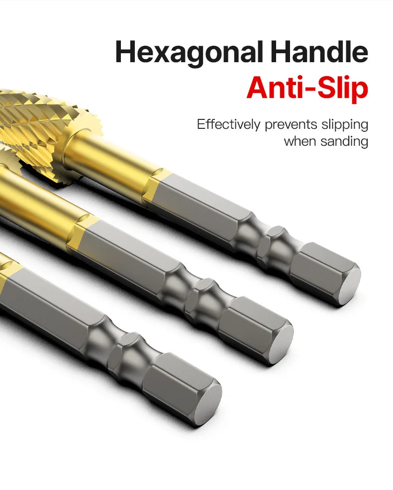 LIDIAO Titanbeschichtung, Rotationsgrate, Rotationsfeile, Sechskantschaft, Schleifwerkzeuge, Gravur, Schleifen, Polieren, Bit für Metall, Holz
