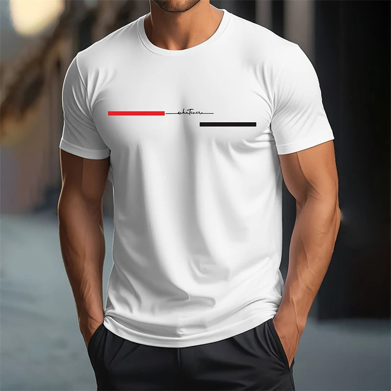 Einfache Gestreifte Buchstaben Grafik T Shirts Für Männer Mode Trend Kurzarm 3D Gedruckt Hip Hop T Coole Streetwear Übergroßen Tops