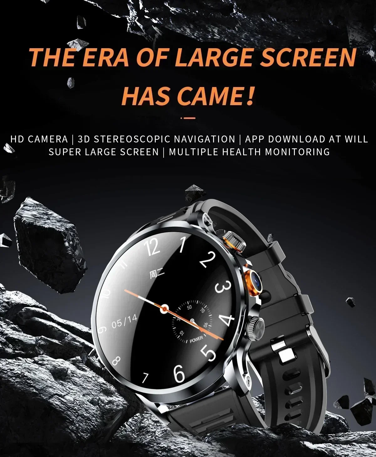 Neue H18 Android Smartwatch 1,95 Zoll AMOLED Blaulichtfilter Bluetooth Anruf GPS+GLONASS Dual Navigation Wasserdicht