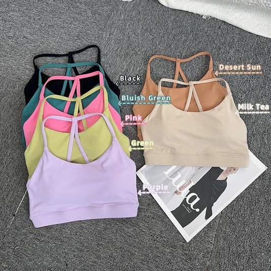 Frauen Fitness Sport-Bh Top Sexy Schönheit Zurück Gym Crop Tops Stoßfest Fitness Schnell Trocknend Pilates Läuft Yoga Tank Top