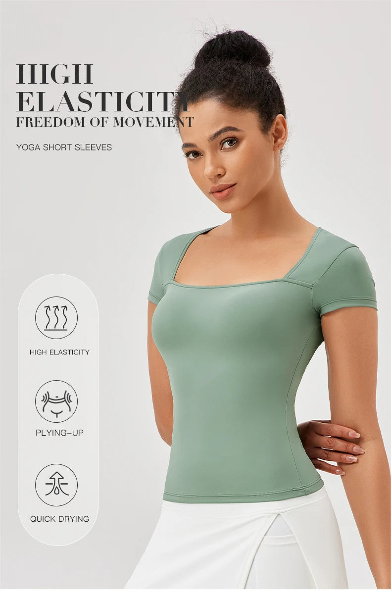 Yoga Tops Frauen Gym Training Sport Tops Quick-Dry Yoga Shirts kurzarm Outdoor Laufen Fitness Casual Sport T-shirt