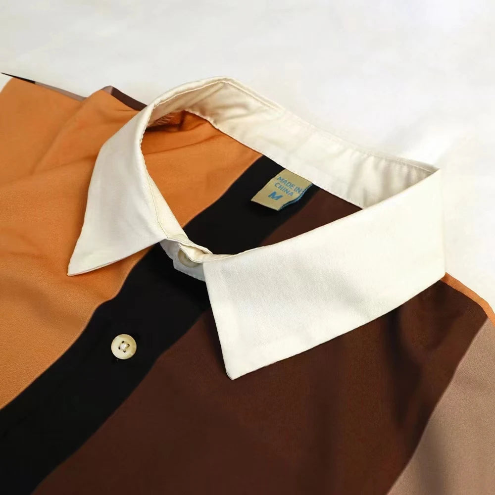 Gestreiftes Hemd für Männer, 3D-Druck, kurzärmelig, Hawaii-Hemd, Strand, Freizeithemden, Herrenbekleidung, lockeres, übergroßes T-Shirt mit Knopf-Revers