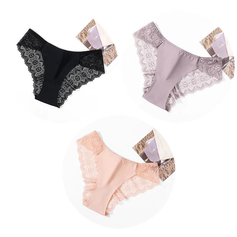 TrowBridge 3 Teile/satz Süße Damen Höschen Seide Satin Unterwäsche Spitze Sexy Dessous Mädchen Atmungsaktive Slips Weiche Bequeme Höschen