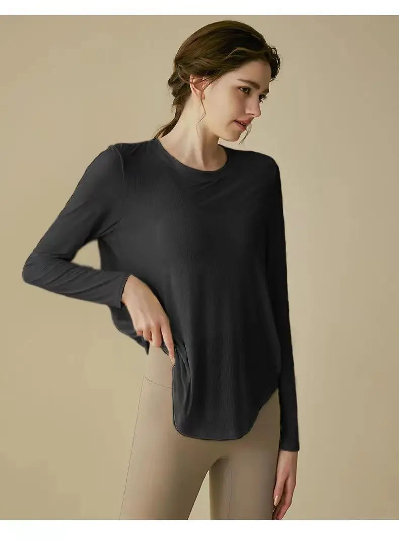 Fitness studio Sport Top T-Shirt Frauen Yoga-Kleidung läuft locker schlank schnell trocken Training Langarm dünne Bluse Fitness-Tops Herbst Fitness studio