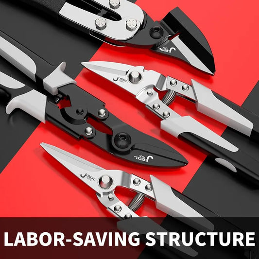 Professionelle Industrieschere: Edelstahlschere, Blechschere zum Schneiden von Blechen und PVC-Rohren