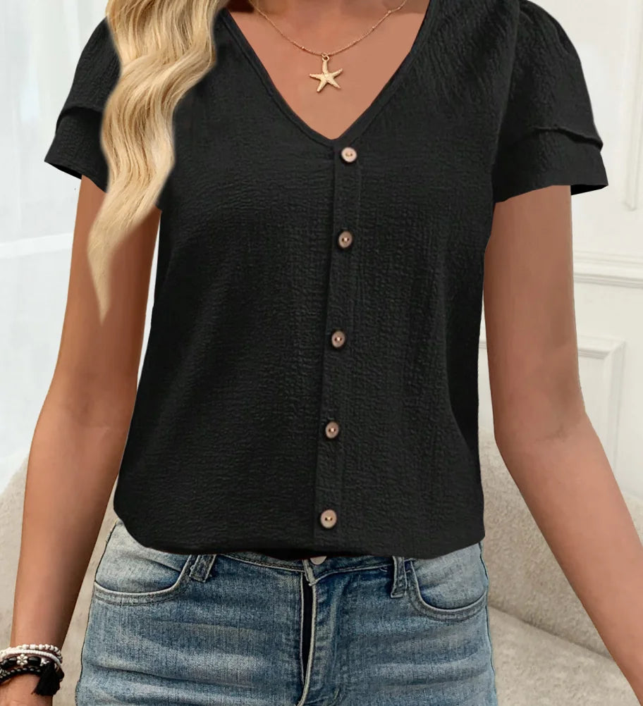 Temperament Lose Frau Hemd Mode Lässig Bluse Elegante kurzarm Frau Hemd Urlaub Wochenende Top