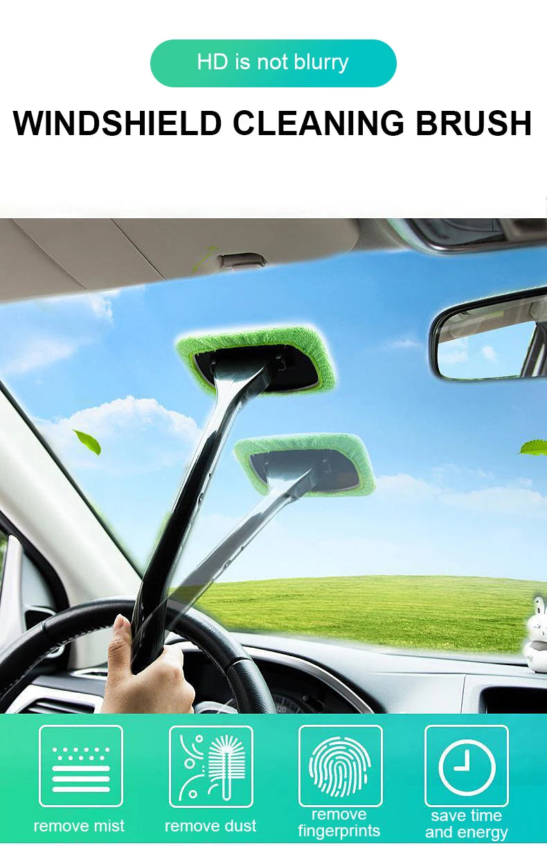 Auto Fenster Reiniger Pinsel Kit Mikrofaser Windschutzscheibe Reinigung Werkzeug Auto Innen Glas Waschen Wischer Langen Griff Wiederverwendbare Tuch Pad