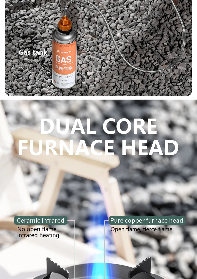 BISINNA 4000 W Hochleistungs-Infrarotkocher, tragbar, leicht, Gasbrenner, geteilter Herd, Outdoor, Camping, Zubehör, Picknick, Wandern