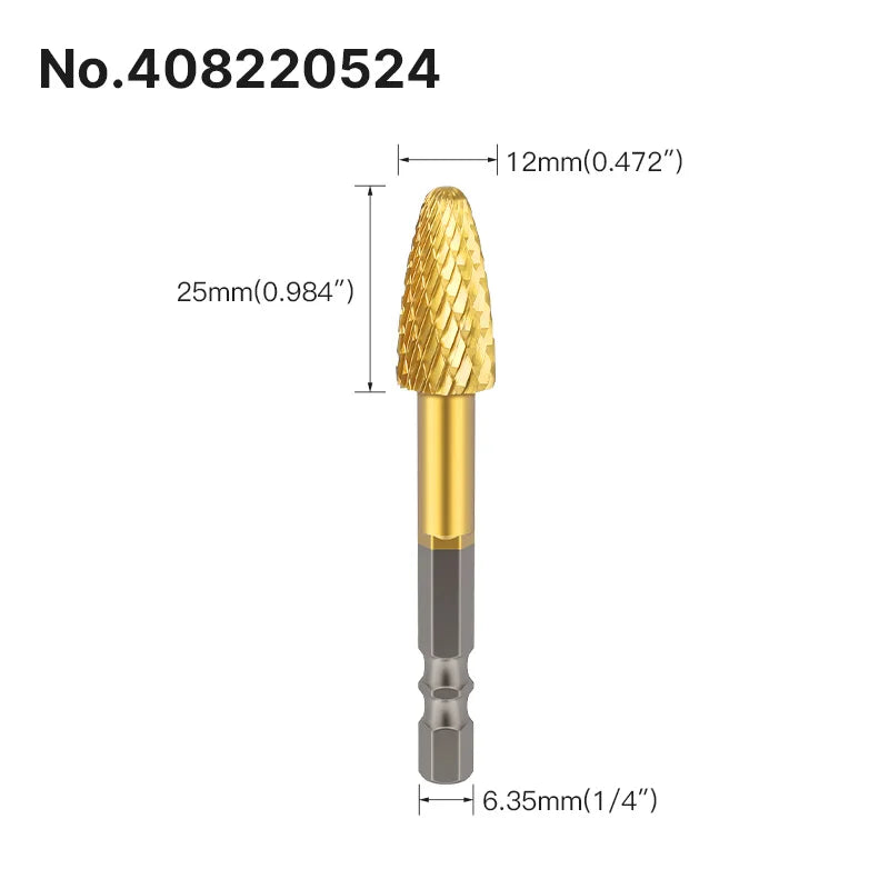 LIDIAO Titanbeschichtung, Rotationsgrate, Rotationsfeile, Sechskantschaft, Schleifwerkzeuge, Gravur, Schleifen, Polieren, Bit für Metall, Holz
