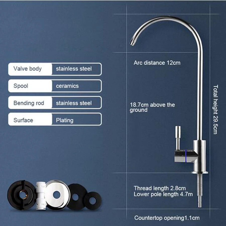Wasserfilter-Reinigungshahn, bleifreier gefilterter Wasserhahn, passend für Umkehrosmose-Einheiten oder Wasserfiltrationssystem, Küchen-RO-Wasserhahn