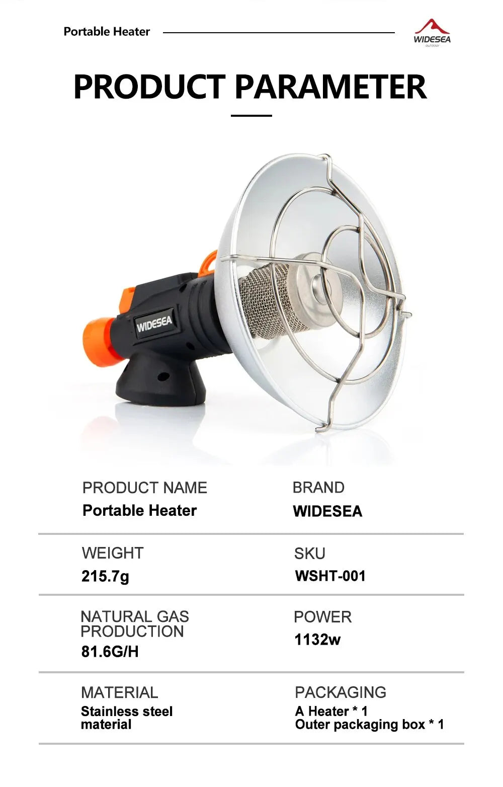 Widesea Camping-Heizung, tragbarer Kamin aus Edelstahl für den Winter, Outdoor, Herd, Wandern, Gasbrenner, Heizung, Überlebensausrüstung