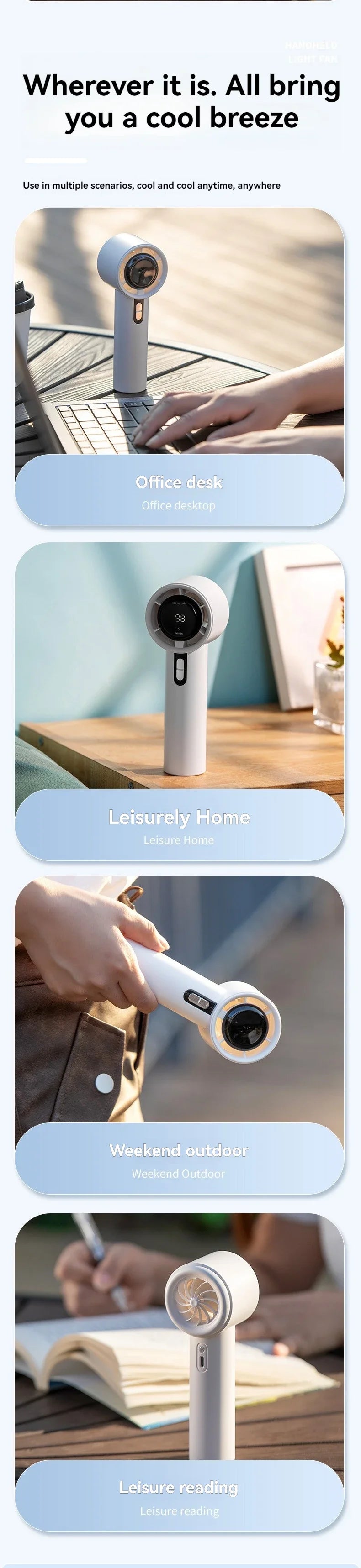 Xiaomi MIJIA 100-Gang-Handventilator mit hoher Geschwindigkeit, USB-Aufladung, tragbarer Mini-Turbo-gewalttätiger kleiner leistungsstarker Außenventilator, 3000-mAh-Akku