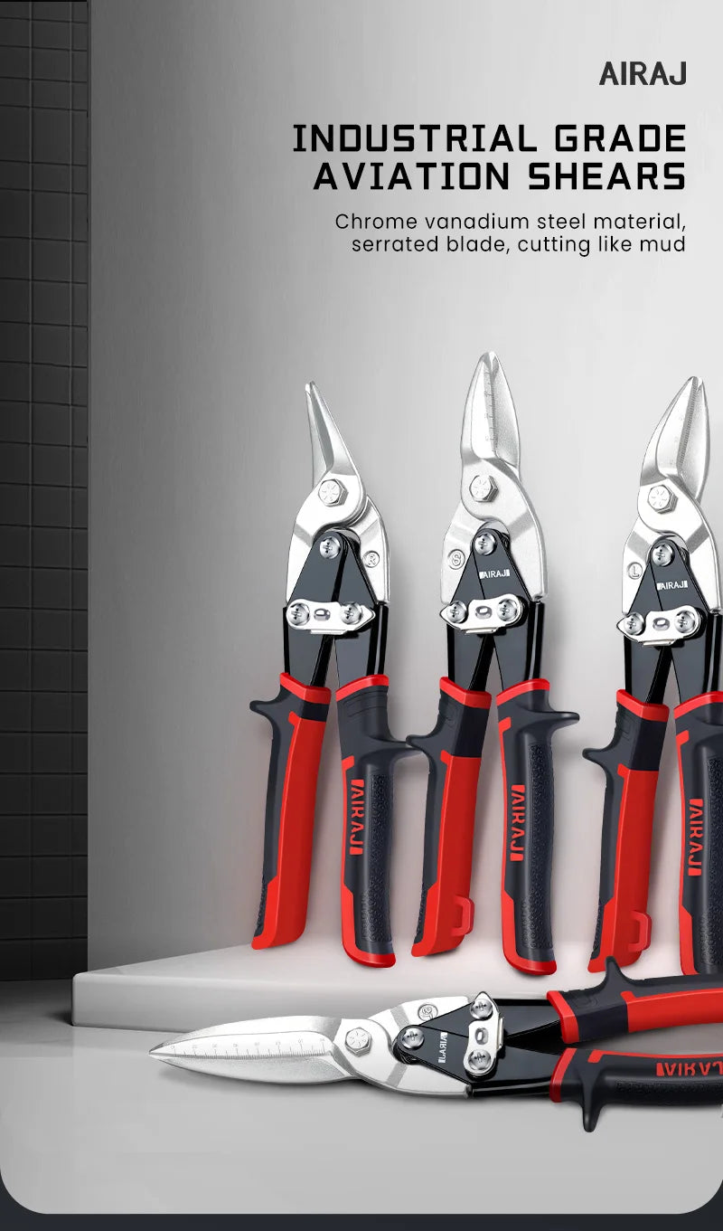 AIRAJ 10/12 Zoll Luftfahrtschere Toughbuilt Metallblechschneiden Multifunktionsschere mit abgestuftem Lineal EDC-Handwerkzeuge