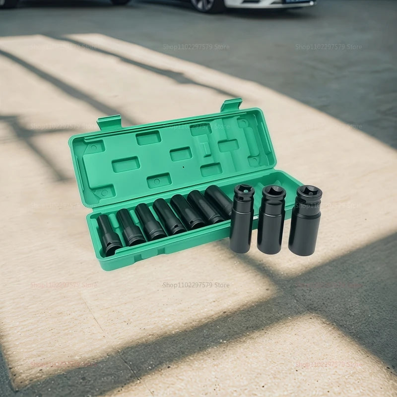 10-teiliges Steckschlüsselsatz, universelles pneumatisches Wartungswerkzeug mit tiefem Schlitz, Schraubenschlüsselsatz für mechanische Reparaturen von Automobilgeräten